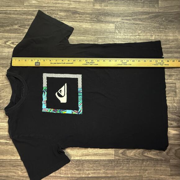 Quiksilver XL Black Graphic Surf T-Shirt Wave Logo Tropical Frame Beach Tee - Picture 5 of 6
